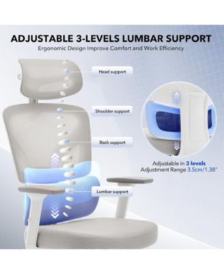 Ergonomic Office Chair with Adjustable Lumbar Support, High-Back Desk Chair with Headrest