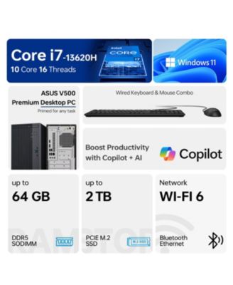 V500 Tower Desktop Intel Core i7 16GB RAM Intel UHD Graphics 512GB SSD Storage Windows 11 Home