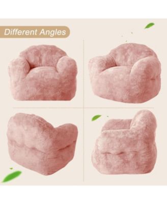  Fluffy Faux Fur Bean Bag Chair Cover with Filler, Machine Washable, Anti-Slip Storage Bag