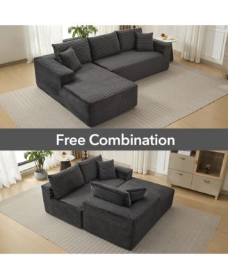 108" Sectional Couches for Living Room, L-Shaped Plush Corduroy Fabric Upholstered Modular Sectional Couches