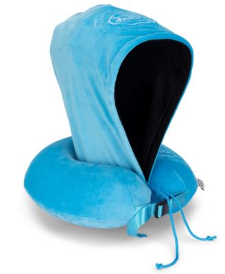 Pinstripe Hooded Memory Foam 11" Travel Neck Pillow