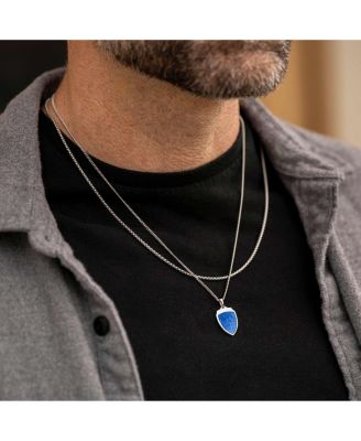 Men's St. Michael Pendant Sterling Silver, 21" Micro Cuban Chain