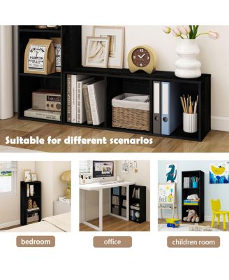 3 Cube Decorative Bookshelf Open Bookcase Toy Storage Organizer Horizontal Vertical, Black