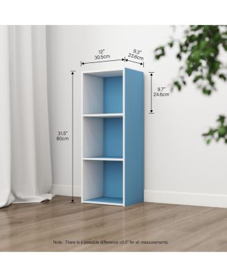 3 Cube Decorative Bookshelf Open Bookcase Toy Storage Organizer Horizontal Vertical, Blue