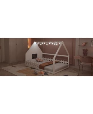 Full Size Wood House Bed Window Fence