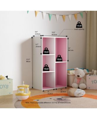 5 Cube Storage Bookshelf Kids Toy Organizer Horizontal Vertical, Pink