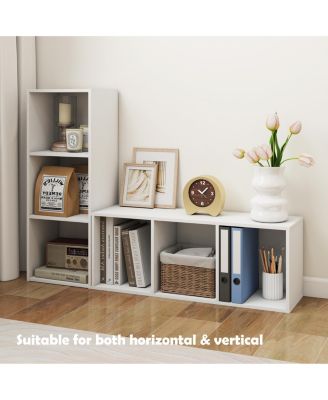 3 Cube Decorative Bookshelf Open Bookcase Toy Storage Organizer Horizontal Vertical, White