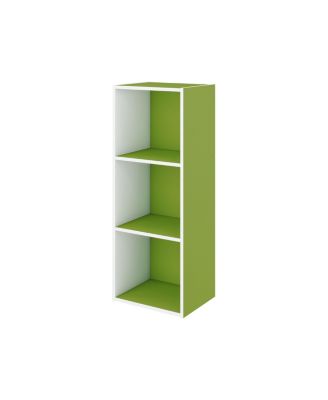 3 Cube Decorative Bookshelf Open Bookcase Toy Storage Organizer Horizontal Vertical, Green