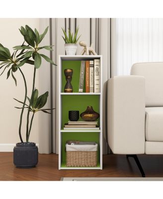 3 Cube Decorative Bookshelf Open Bookcase Toy Storage Organizer Horizontal Vertical, Green