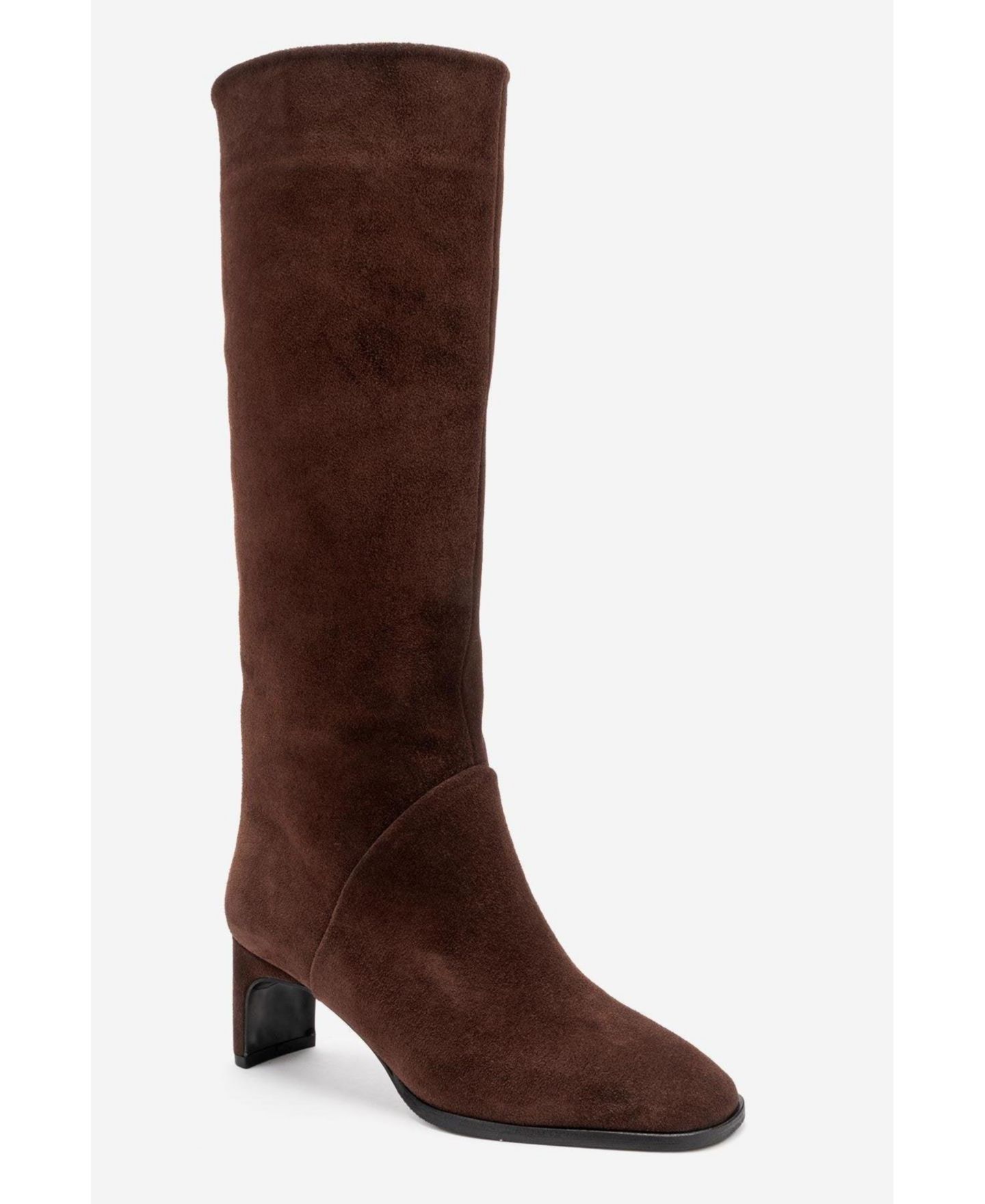 Женские ботинки Forever & Always Shoes Taly Leather Block Heel Knee High, цвет: Коричневый замшевый — фото 1