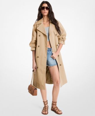 MICHAEL Women's Collared Neck Oversize Belted Trench Coat