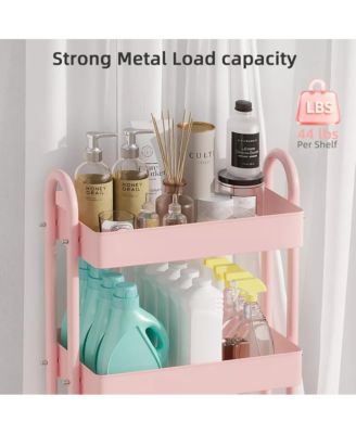 3-Tier Metal Rolling Utility Cart with Wheels Mobile Storage Organizer Trolley