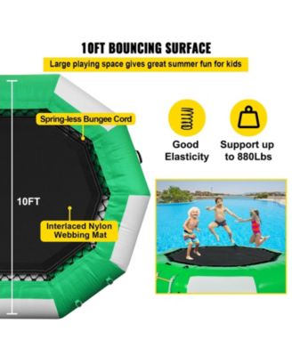 10 Ft Inflatable Water Trampoline with Ladder for Lake and Pool