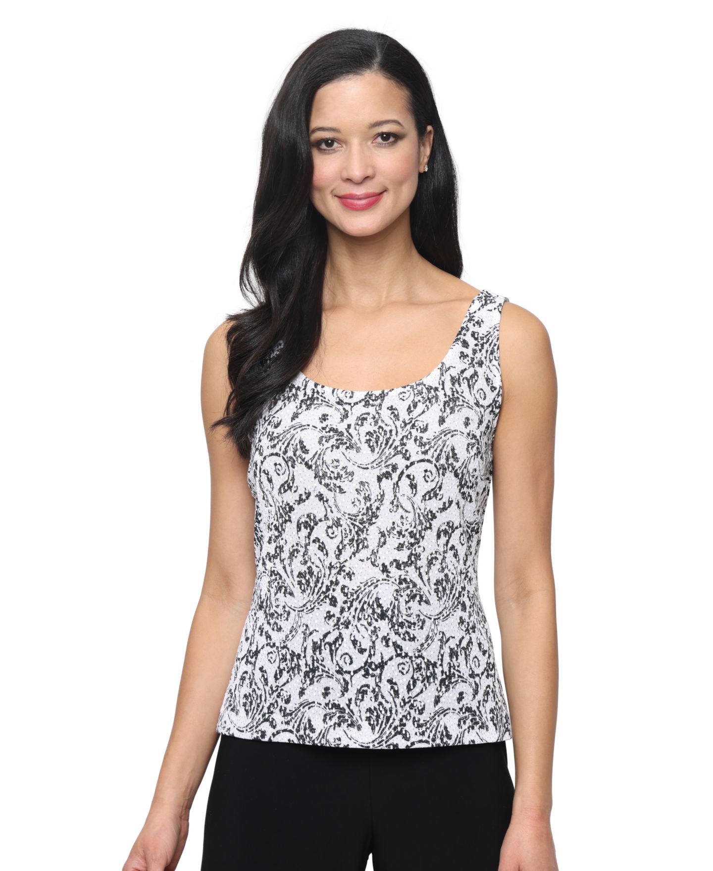 Женские комплекты Alex Evenings Glitter Knit Cami Top & Jacket, 2-Piece Set, цвет: Белый — фото 2