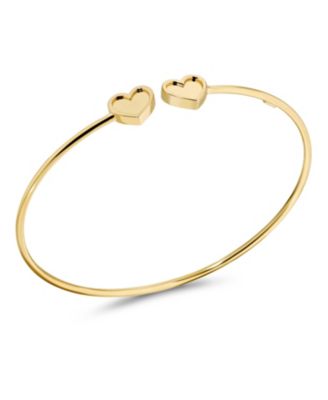 Double Sweet Heart Bangle Bracelet in 14K Gold, Fits Small to Medium Wrist, Approx. 3.9 grams.