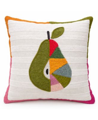 Dear Pear Textured Stripe Embroidered Decorative Pillow, 20" x 20"