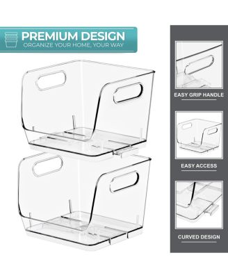 Small Square Stackable Open Front Storage Bins - For Pantry, Kitchen and Home Organization