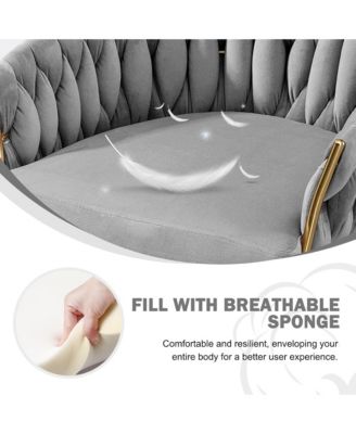 Velvet Bar Stools Set of 2 - Hand-Wave Back, Golden Chrome Base and Footrest, Counter Height Chairs for Kitchen Island, Home Pub