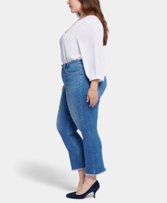 Plus Barbara Bootcut Ankle Jeans with Frayed Hems