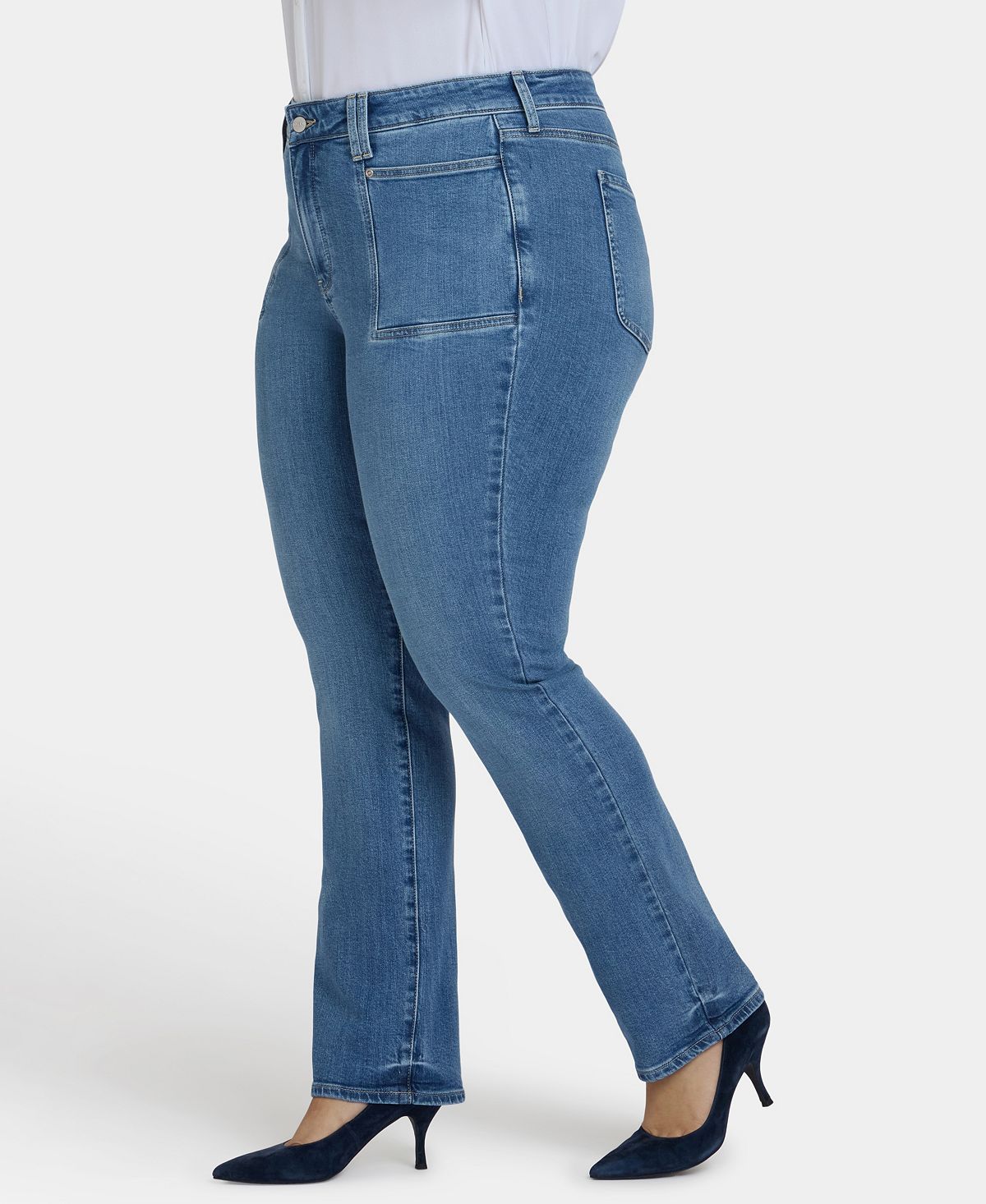 NYDJ Plus Marilyn Straight Jeans with Front Patch Pockets view 3 — MAYCSS fashion products