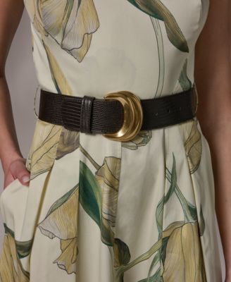 Petite Square-Neck Printed Dress