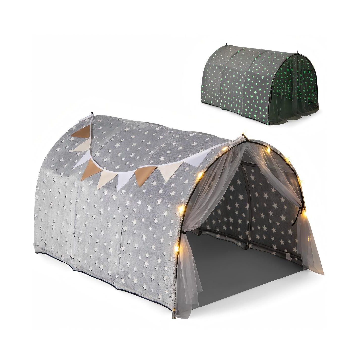Детские игрушки HONGGE Glow-in-the-Dark Stars Twin Bunk Bed Tent Canopy, 3-Piece Set, Ages 3+ — фото 5