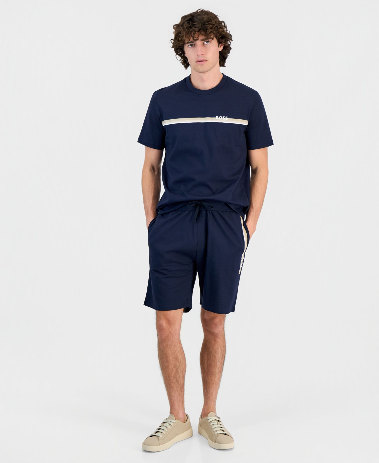 Мужские шорты Hugo Boss Cotton French Terry Authentic, цвет: Тёмный синий — фото 2