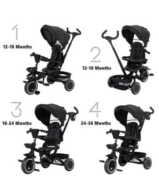 8-in-1 Folding Kids Tricycle Stroller with Adjustable Push Handle, Convertible Toddler Trike, Pink