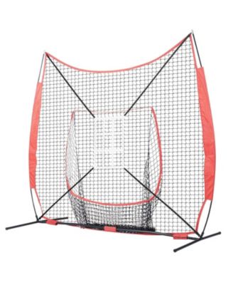 7 x 7 Ft Baseball Softball Practice Net with Bow Frame, Tee, 12 Balls and Ball Collector