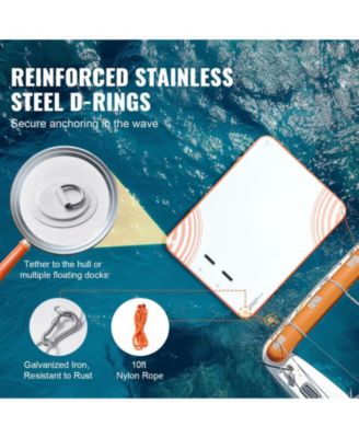 8 x 6 Ft Inflatable Floating Dock Platform with Non-Slip Surface and Ladder