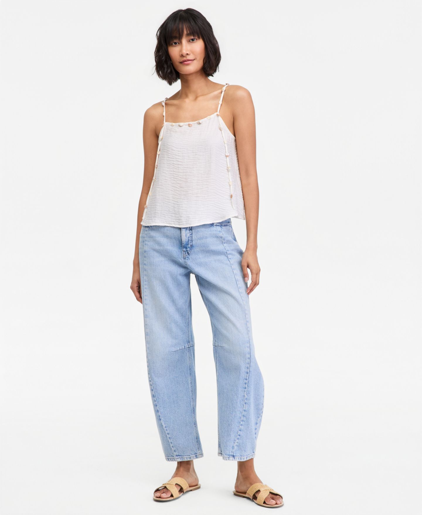 Женский топ On 34th Beaded-Strap Cropped Gauze Tank Top, цвет: Зимняя слоновая кость — фото 4