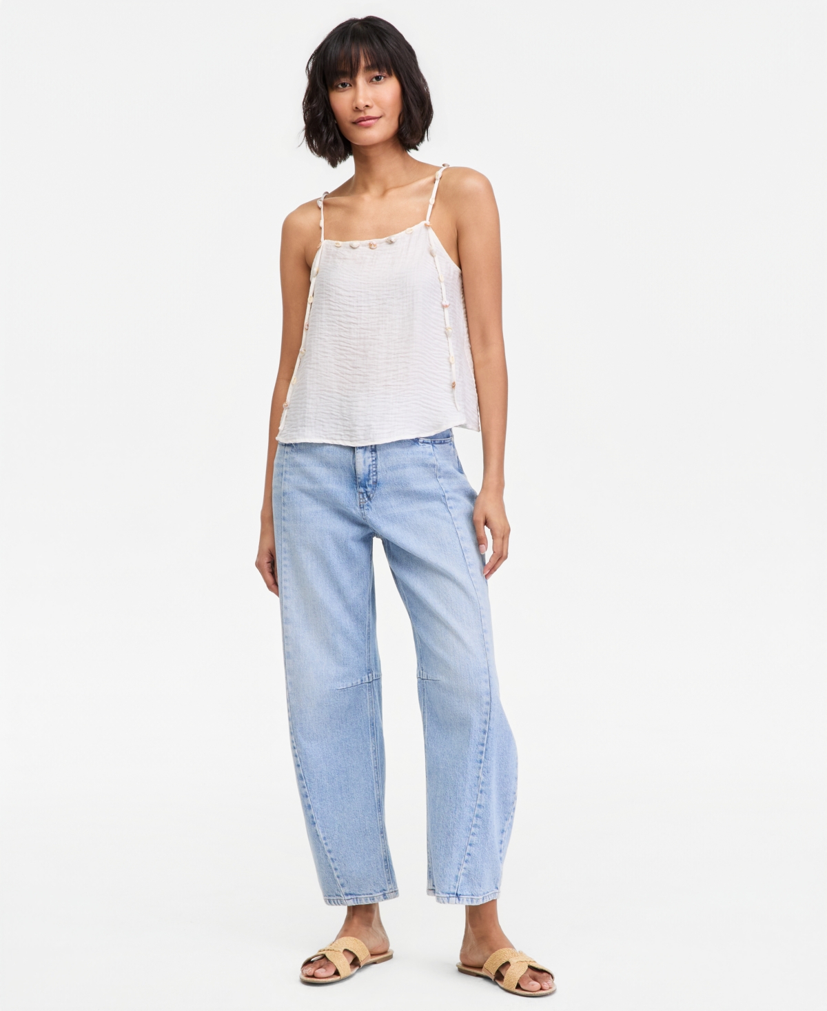 On 34th Women's Beaded-Strap Cropped Gauze Tank Top, Macy's Exclusive