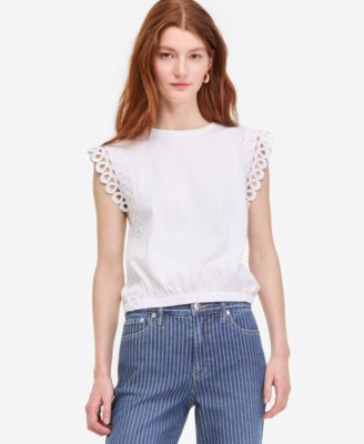 Women's Flutter-Sleeve Bubble Hem Top