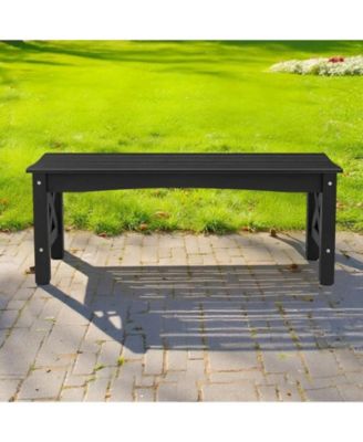 44.5-Inch Weatherproof Plastic Outdoor Bench with Adjustable Feet
