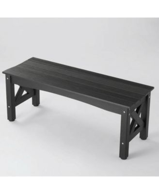 44.5-Inch Weatherproof Plastic Outdoor Bench with Adjustable Feet