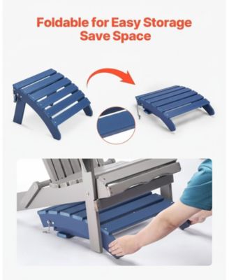 Foldable HDPE Outdoor Adirondack Ottoman in Vibrant Blue
