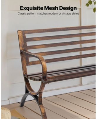 Carbon Steel Outdoor Bench with Slatted Backrest