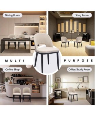 Upholstered Dining Chairs Set of 4,Modern Fabric Dinner Chairs with Wood Legs,Large Dining Room Kitchen Chairs with High Back and Deep Seat