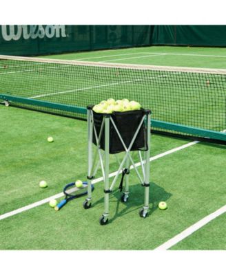 Tennis Ball Hopper Cart Holds 180 Balls, Aluminum Frame with Wheels and Removable Bag