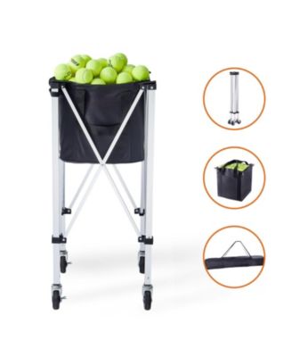 Tennis Ball Hopper Cart Holds 180 Balls, Aluminum Frame with Wheels and Removable Bag