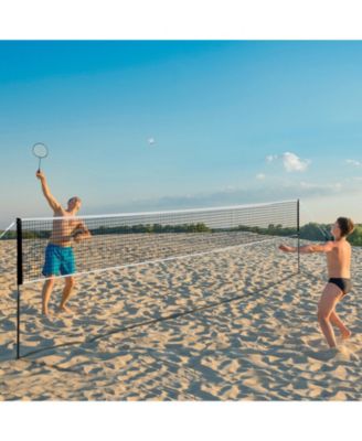 Portable Badminton Net Set with Poles, 4 Rackets and Shuttlecocks