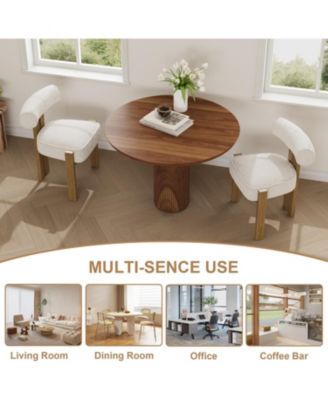 Upholstered Dining Chairs Set of 2,Modern Boucle Dining Room Chairs with Ergonomic Curved Back,Comfortable Kitchen Chairs with Rubber Wood