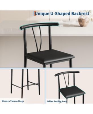 Bar Stools Set of 2 with Backrest and Footrest,Kitchen Barstools with Thick Cushion,25 in Counter Height Bar Stools,for Dining Room,Kitchen