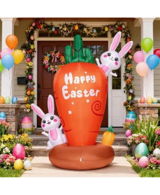 7 ft Inflatable Easter Bunny with LED Lights and Carrot for Yard and Garden