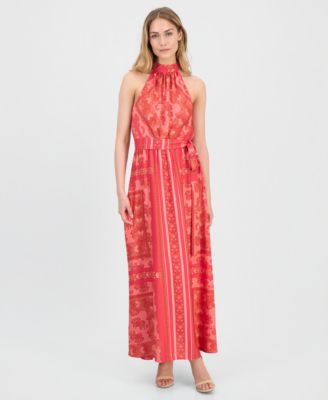 Women's Printed Halter-Neck Maxi Dress
