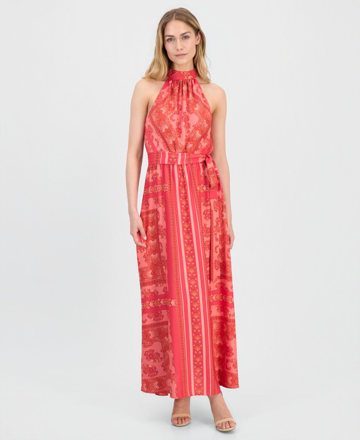 Women's Printed Halter-Neck Maxi Dress