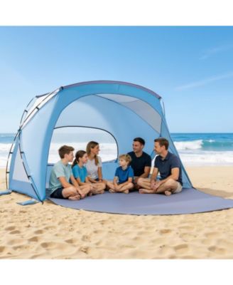 6-Person Beach Tent Sun Shelter with UPF 50+ Protection and Sand Pockets