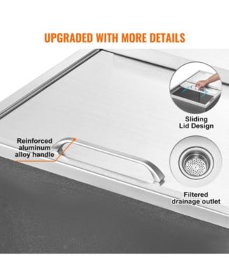  Drop-In Stainless Steel Ice Chest, 40.9 Qt with Sliding Lid