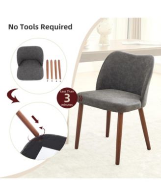 Leather Dining Chairs Set  Upholstered Wingback Chairs with Wood Legs