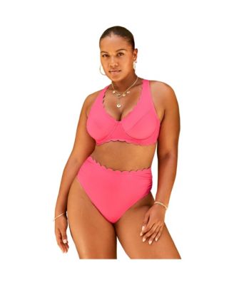 Women's Scallop Trim Underwire Bikini Top